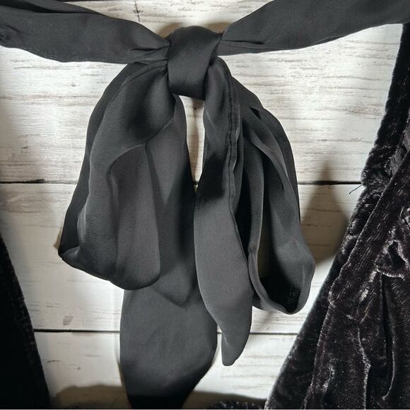 Free People Velvet Marie Pouf Black Crop Top Women Open Back Balloon Sleeve M - Picture 11 of 12